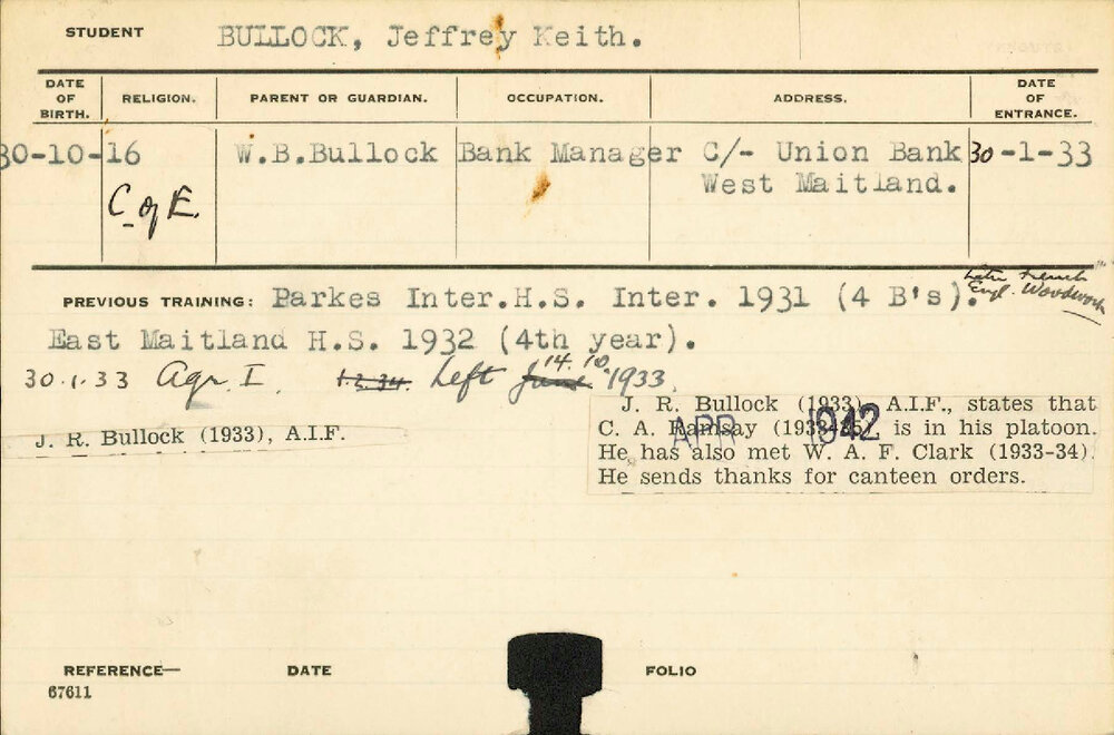 BULLOCK, Jeffrey Keith (Hawkesbury Diploma of Agriculture (HDA))