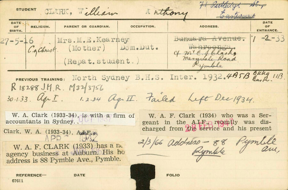 CLARK, William Anthony (Hawkesbury Diploma of Agriculture (HDA))