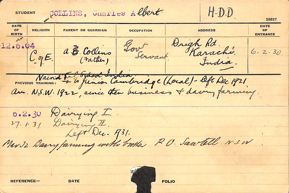 COLLINS, Charles Albert (Hawkesbury Diploma in Dairy Technology (HDDT))