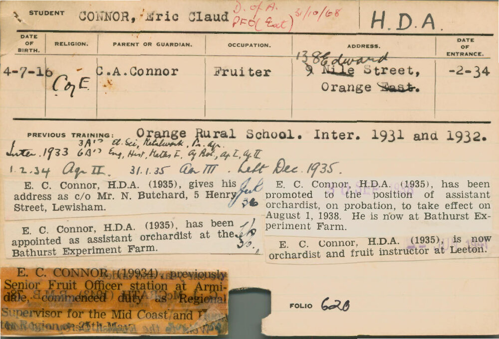 CONNOR, Eric Claud (Hawkesbury Diploma of Agriculture (HDA))