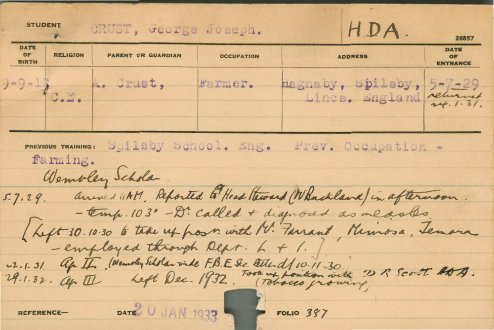 CRUST, George Joseph (Hawkesbury Diploma of Agriculture (HDA))