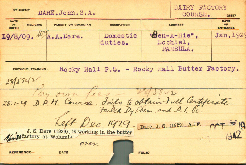 DARE, John SA (Dairy Factory Course)