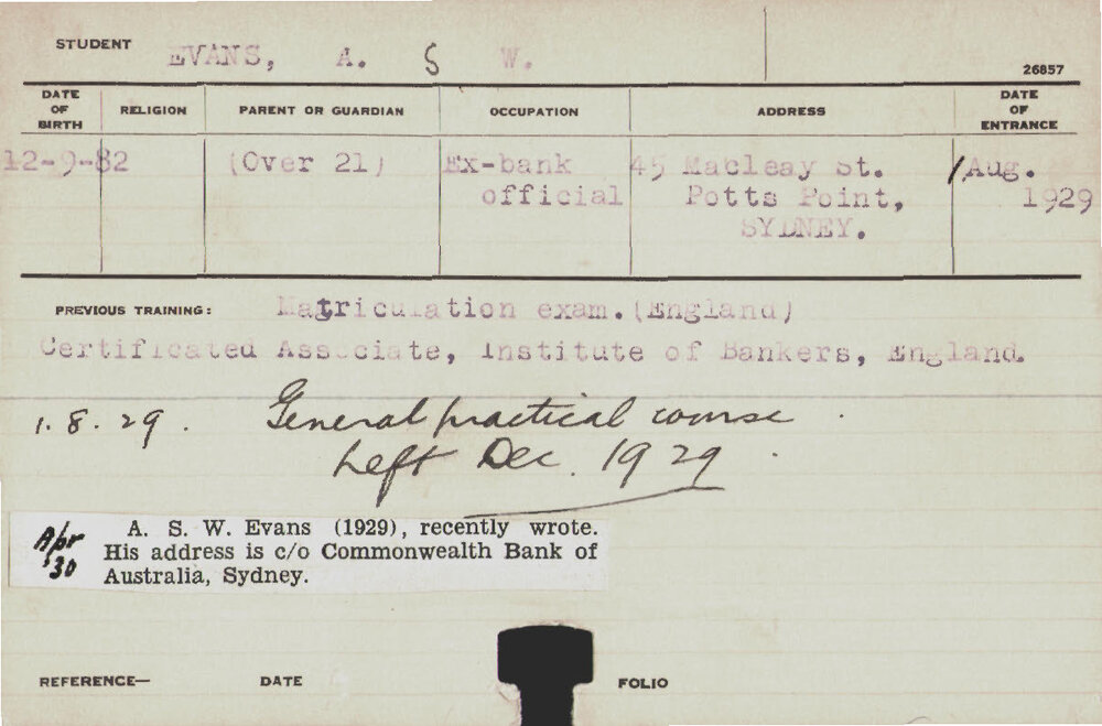 EVANS, ASW (Practical Course - General)