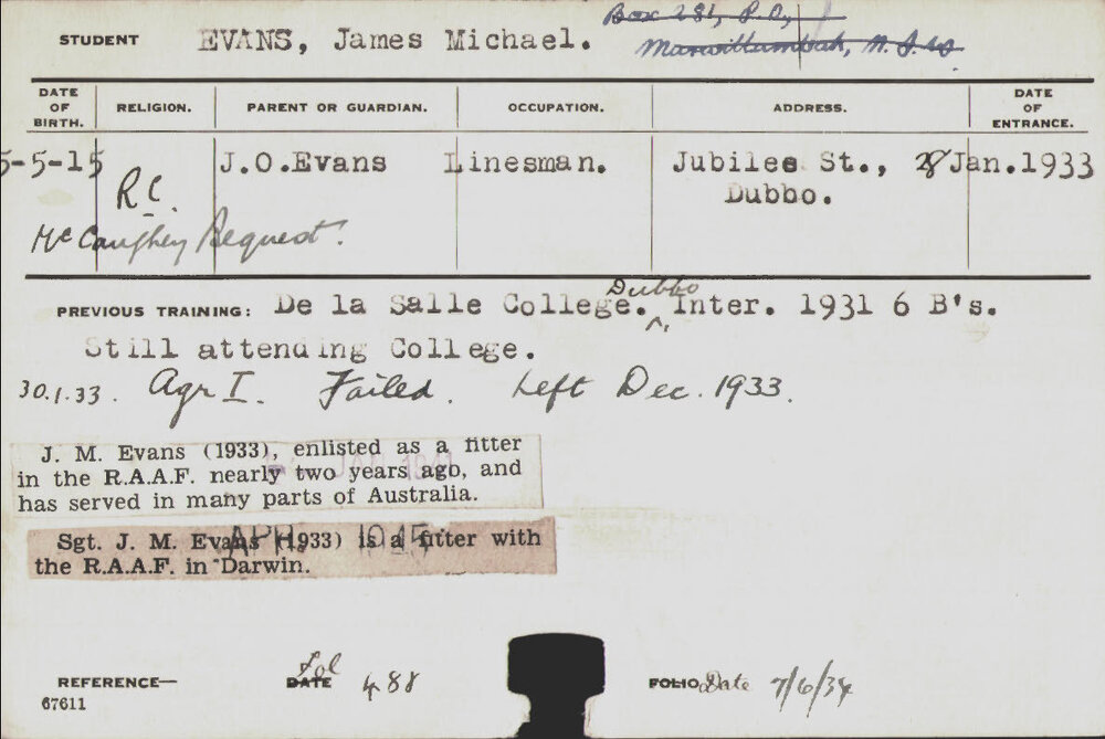 EVANS, James Michael (Hawkesbury Diploma of Agriculture (HDA))