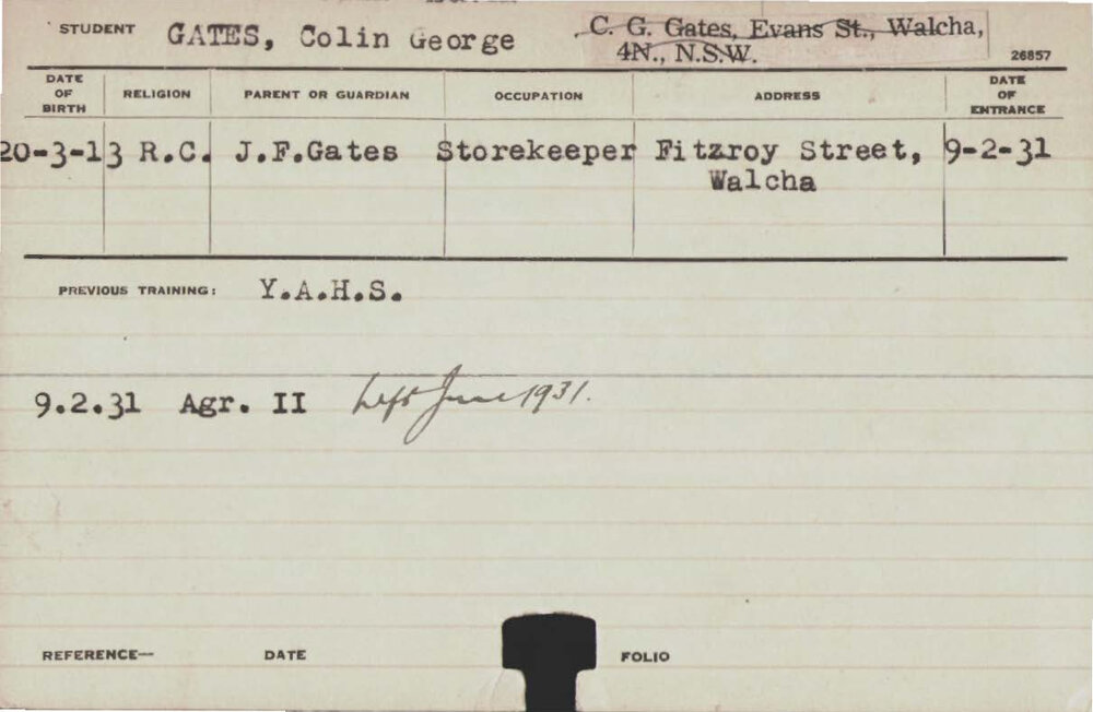 GATES, Colin George (Hawkesbury Diploma of Agriculture (HDA))