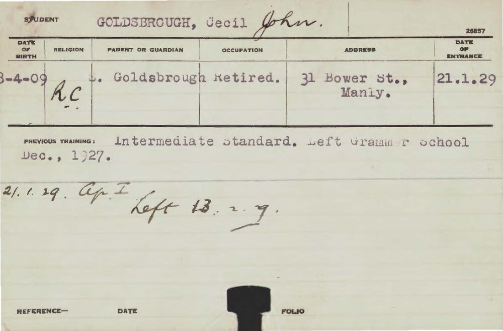 GOLDSBOROUGH, Cecil John (Hawkesbury Diploma of Agriculture (HDA))