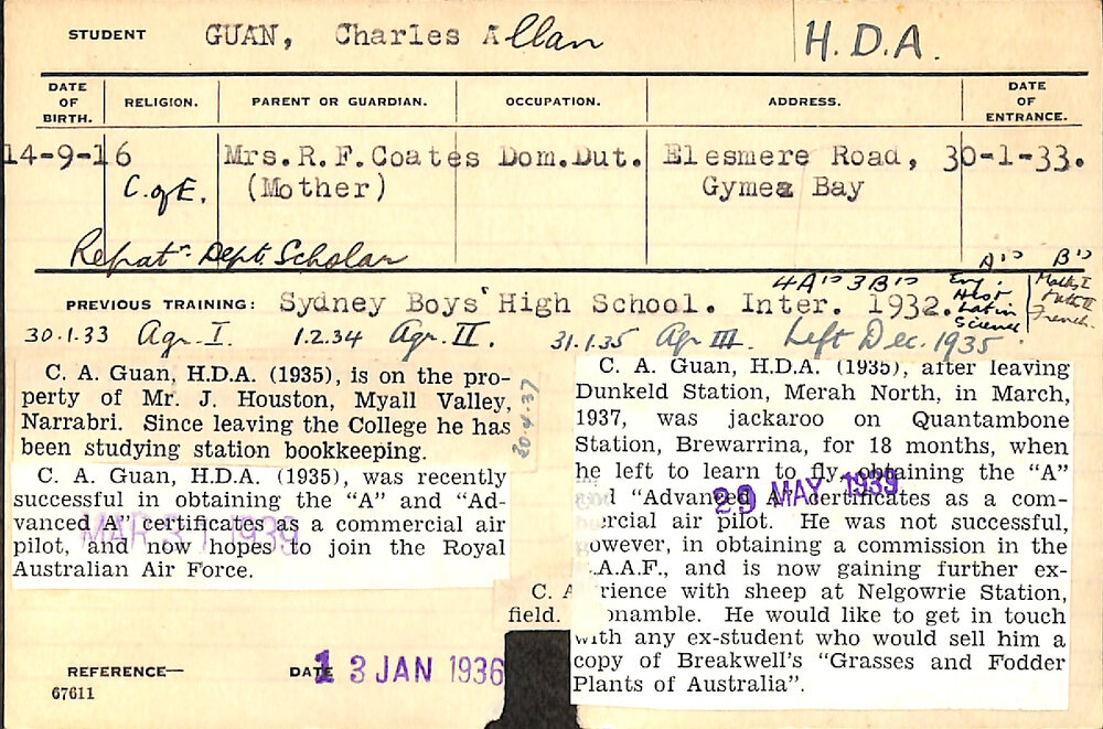 GUAN, Charles Allan (Hawkesbury Diploma of Agriculture (HDA))