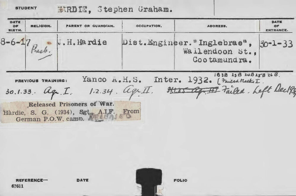 HARDIE, Stephen Graham (Hawkesbury Diploma of Agriculture (HDA))