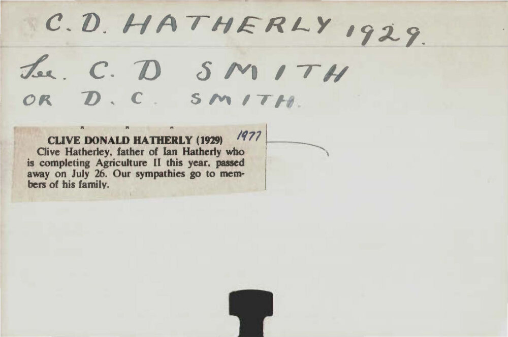 HATHERLY, Clive Donald (Course Not Identified)