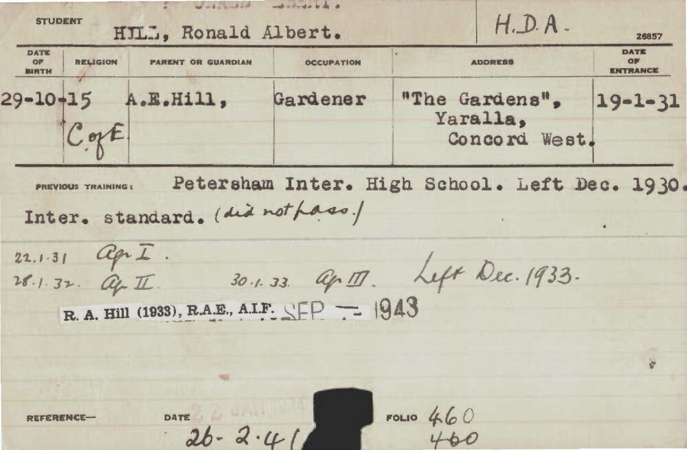 HILL, Ronald Albert (Hawkesbury Diploma of Agriculture (HDA))