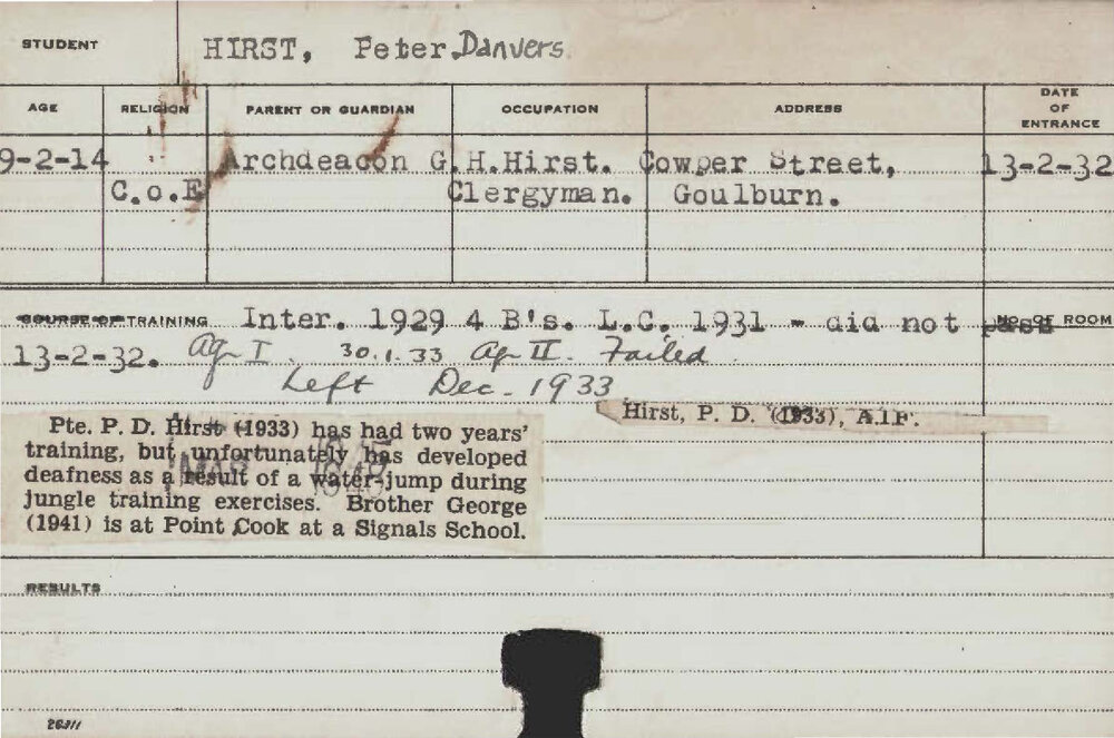 HIRST, Peter Danvers (Hawkesbury Diploma of Agriculture (HDA))