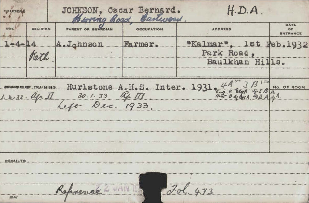 JOHNSON, Oscar Bernard (Hawkesbury Diploma of Agriculture (HDA))