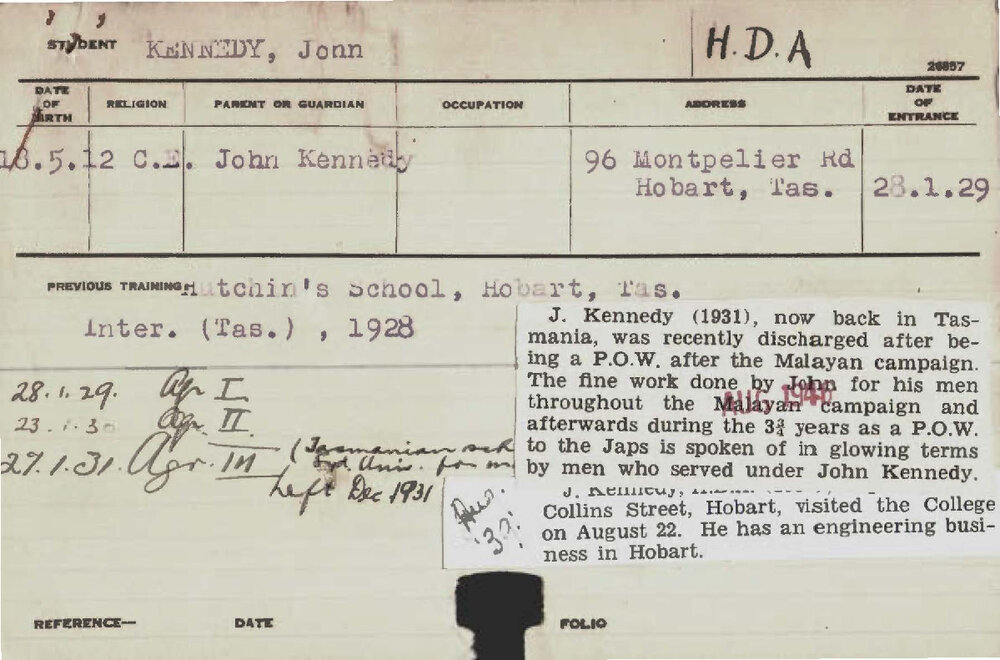 KENNEDY, John (Hawkesbury Diploma of Agriculture (HDA))