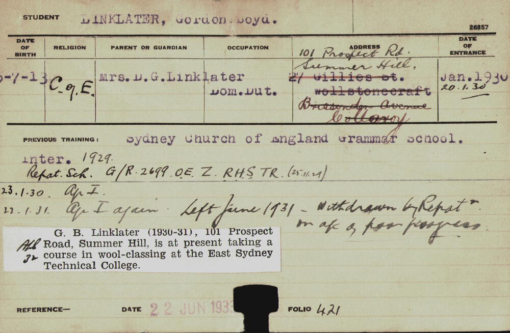 LINKLATER, Gordon Boyd (Hawkesbury Diploma of Agriculture (HDA))