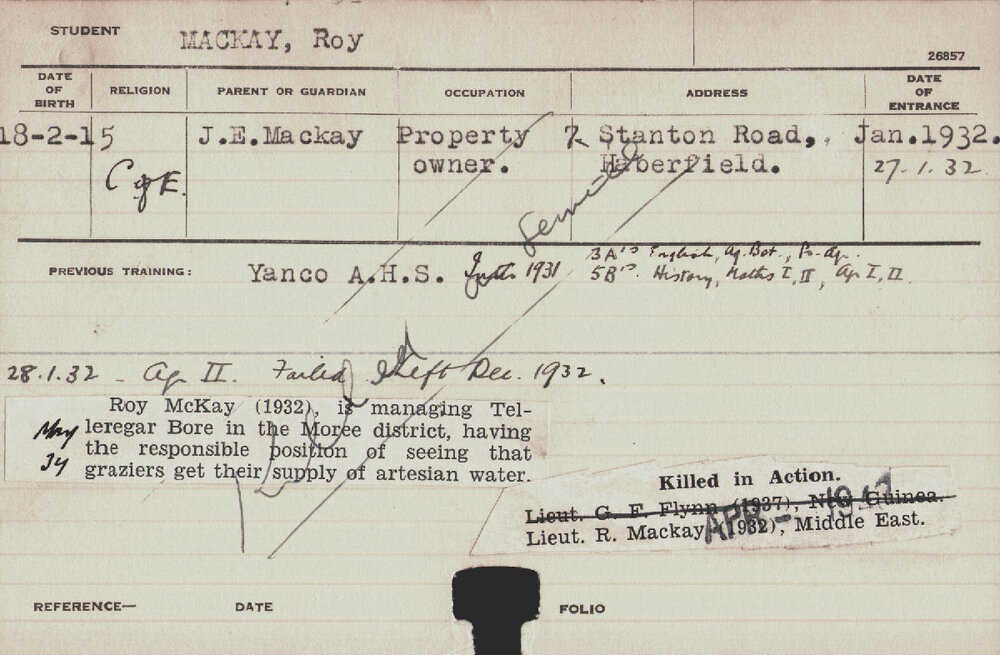 MACKAY, Roy (Hawkesbury Diploma of Agriculture (HDA))