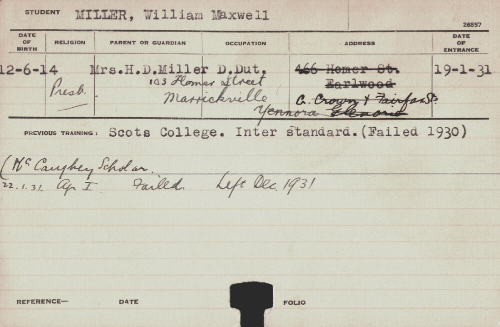 MILLER, William Maxwell (Hawkesbury Diploma of Agriculture (HDA))