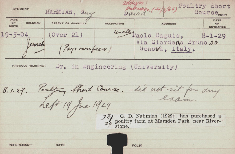 NAHMIAS, Guy (Short Course - Poultry)