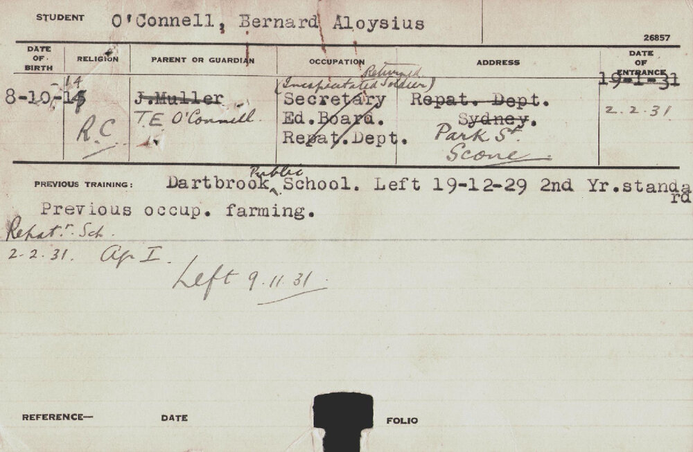 O'CONNELL, Bernard Aloysius (Hawkesbury Diploma of Agriculture (HDA))