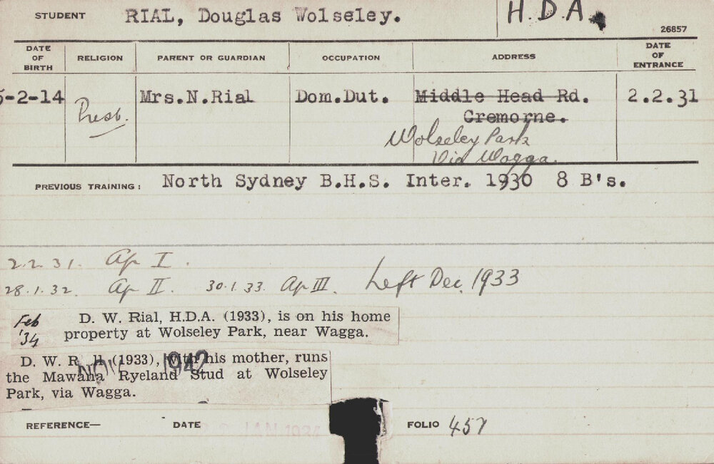 RIAL, Douglas Wolseley (Hawkesbury Diploma of Agriculture (HDA))