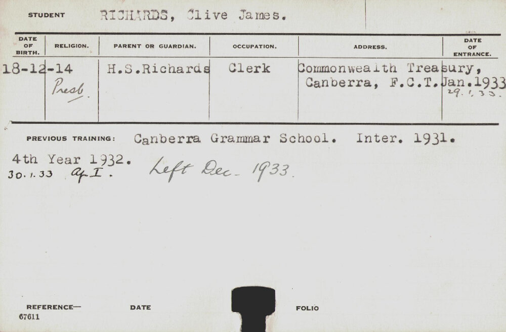 RICHARDS, Clive James (Hawkesbury Diploma of Agriculture (HDA))