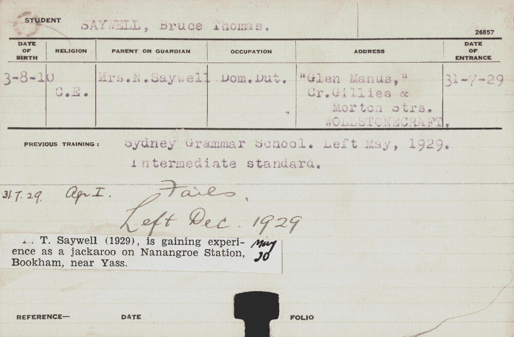 SAYWELL, Bruce Thomas (Hawkesbury Diploma of Agriculture (HDA))