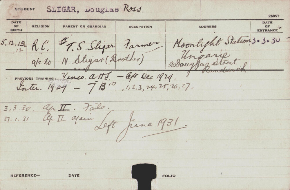 SLIGAR, Douglas Ross (Hawkesbury Diploma of Agriculture (HDA))