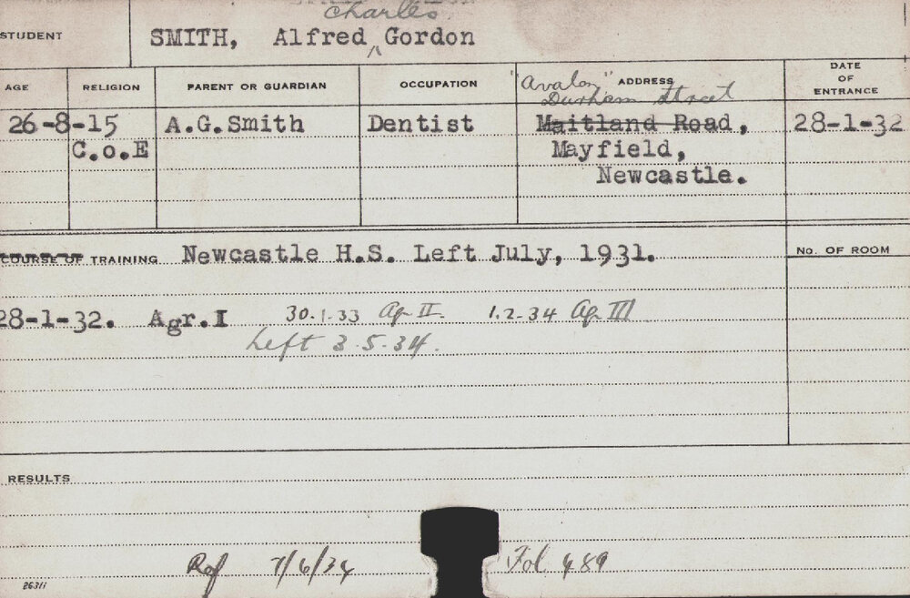SMITH, Alfred Charles Gordon (Hawkesbury Diploma of Agriculture (HDA))