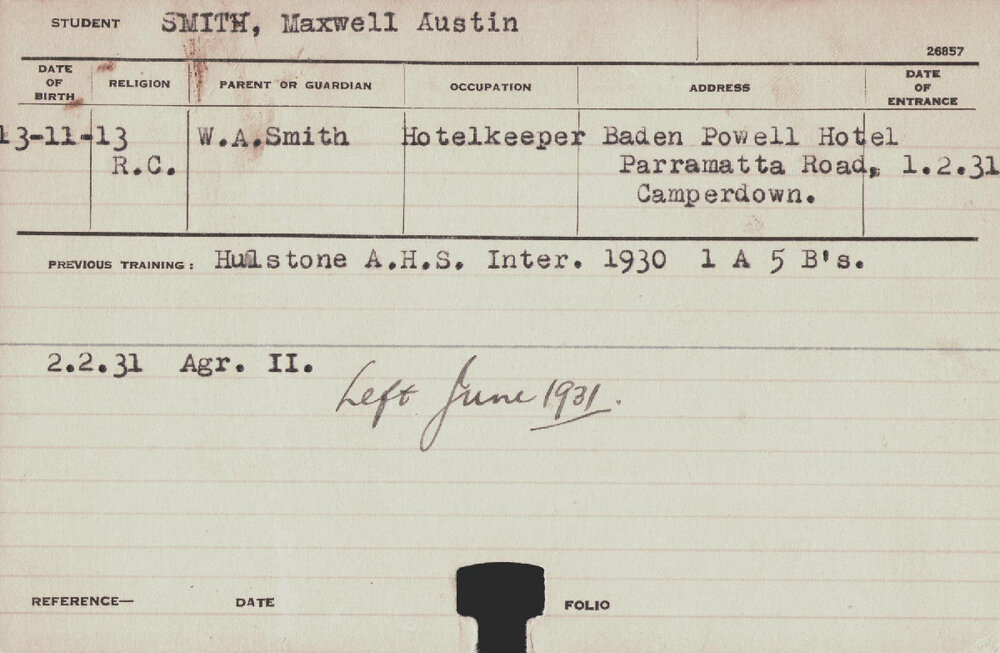 SMITH, Maxwell Austin (Hawkesbury Diploma of Agriculture (HDA))