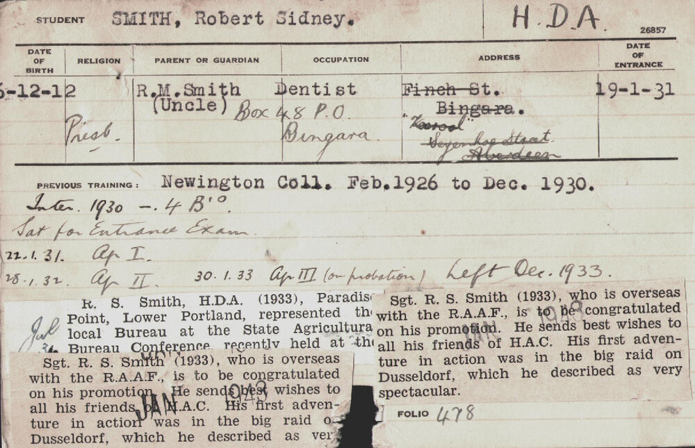 SMITH, Robert Sydney (Hawkesbury Diploma of Agriculture (HDA))
