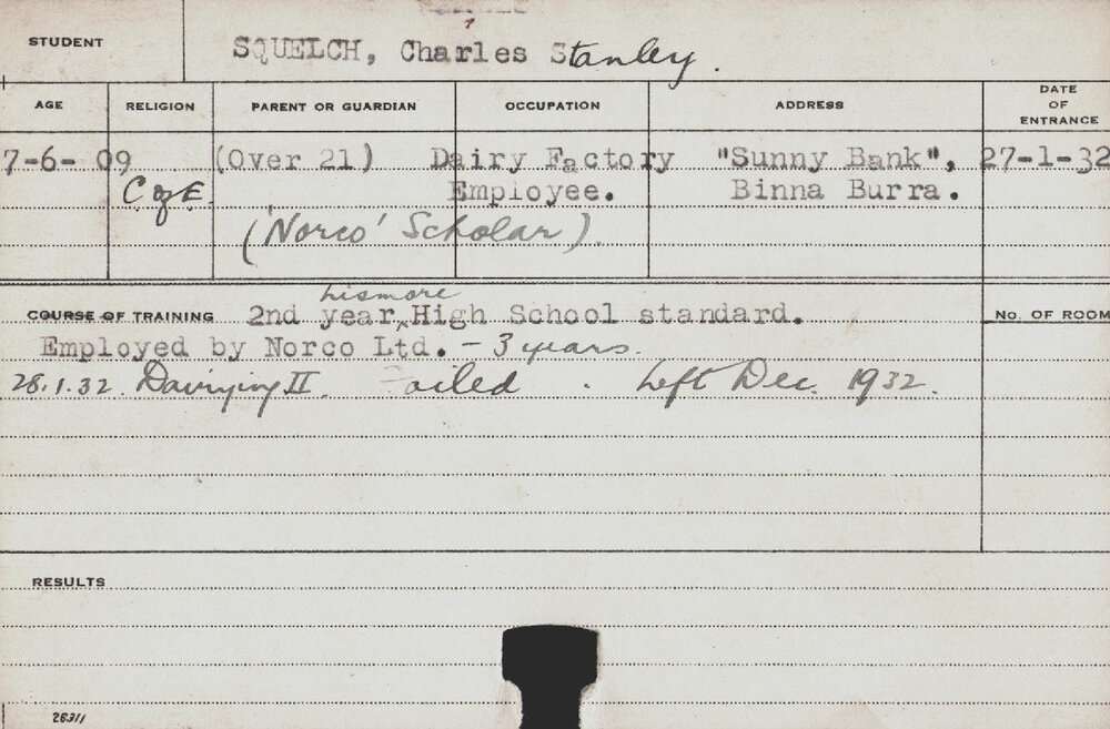 Squelch, Charles Stanley (Hawkesbury Diploma in Dairy (HDD))