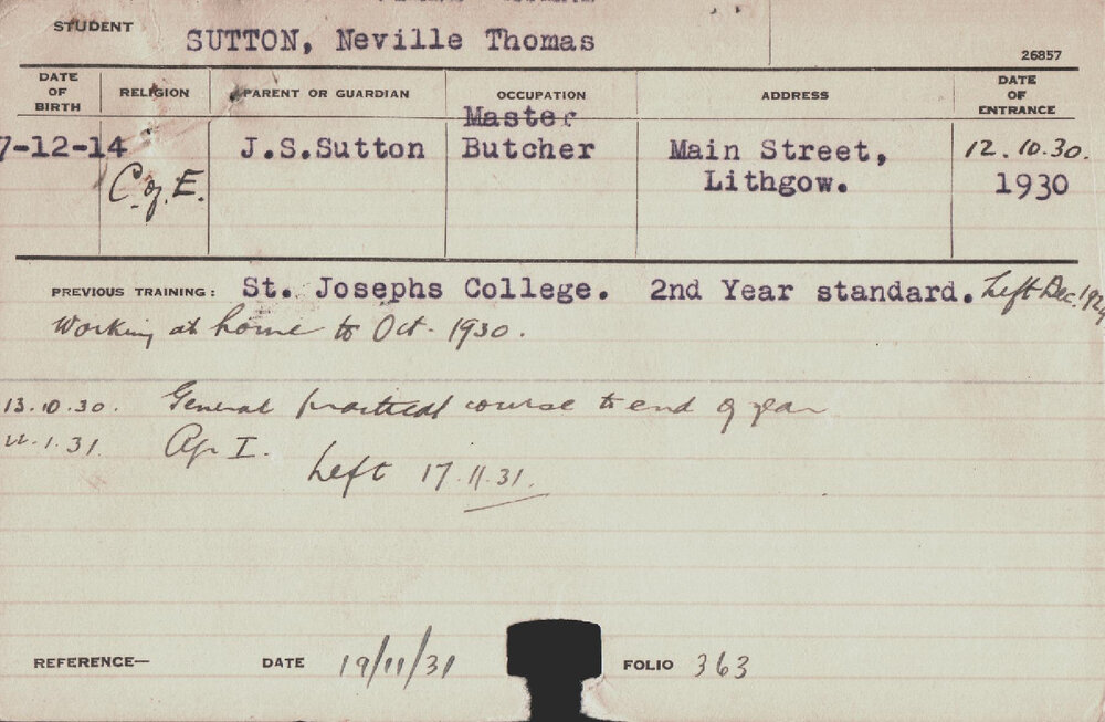 Sutton, Neville Thomas (General Practical Course)