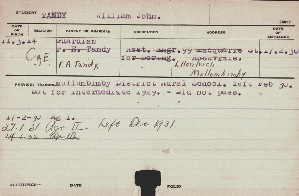 Tandy, William John (Hawkesbury Diploma of Agriculture (HDA))