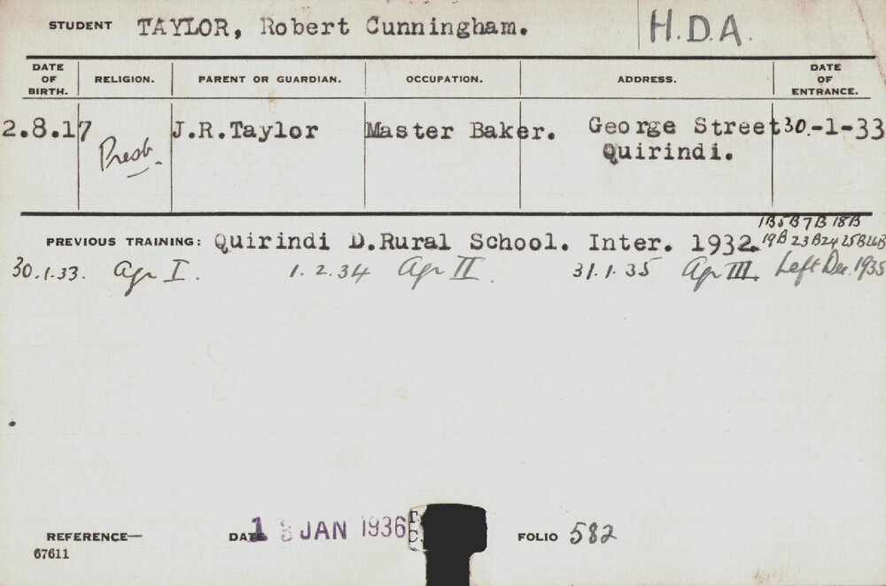 Taylor, Robert Cunningham (Hawkesbury Diploma of Agriculture (HDA))