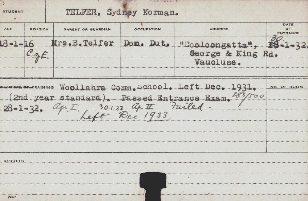 Telfer, Sydney Norman (Hawkesbury Diploma of Agriculture (HDA))