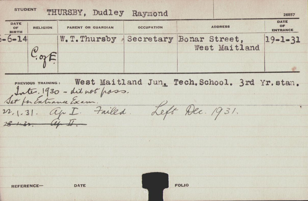 Thursby, Dudley Raymond (Hawkesbury Diploma of Agriculture (HDA))