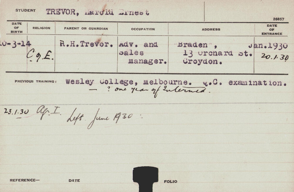 Trevor, Harold Ernest (Hawkesbury Diploma of Agriculture (HDA))