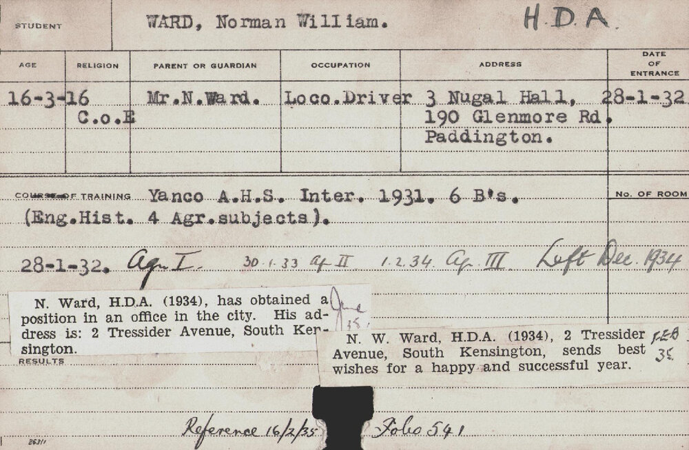 Ward, Norman William (Hawkesbury Diploma of Agriculture (HDA))