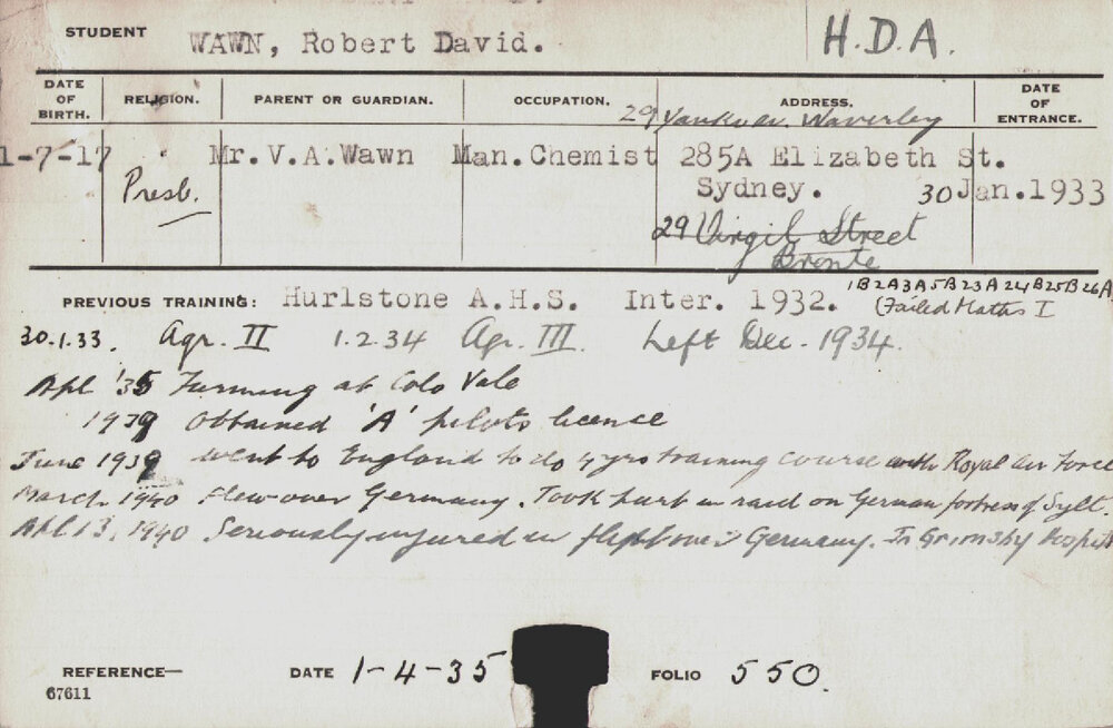Wawn, Robert David (Hawkesbury Diploma of Agriculture (HDA))