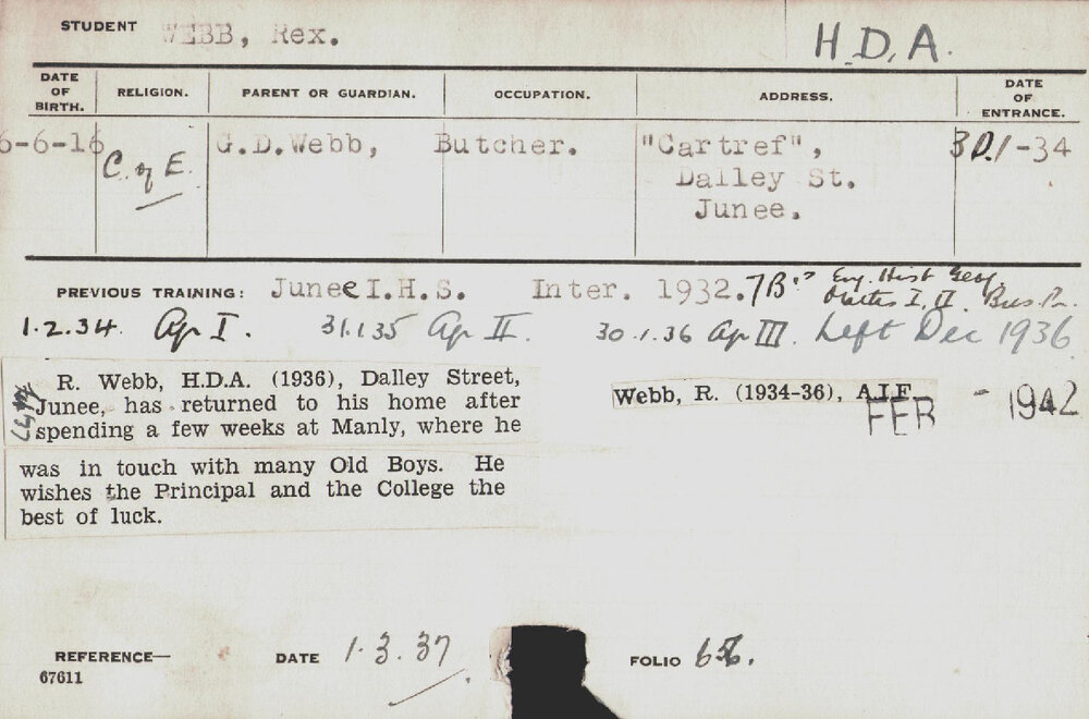 Webb, Rex (Hawkesbury Diploma of Agriculture (HDA))