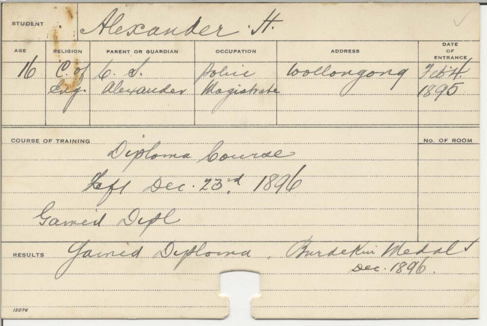 ALEXANDER, H R (Hawkesbury Diploma of Agriculture (HDA))