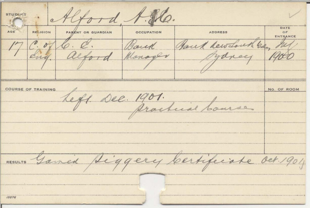 ALFORD, Alan C (Certificate - Piggery)