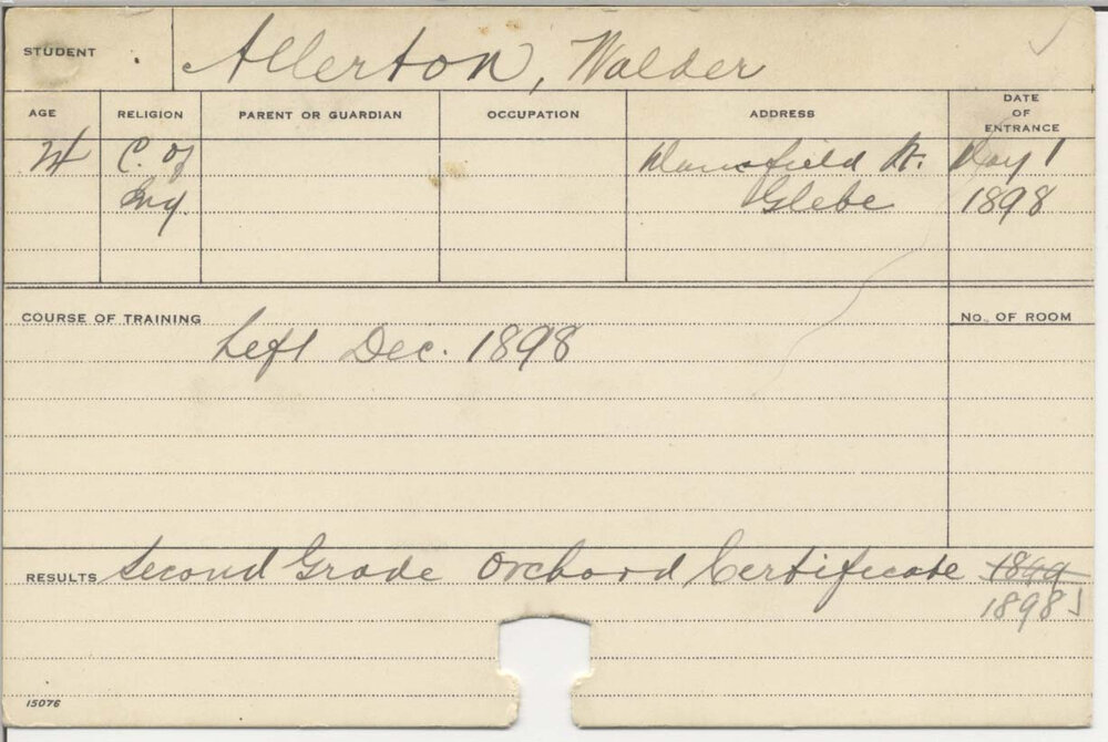 ALLERTON, Nalder (Certificate - Orchard (Second Grade))