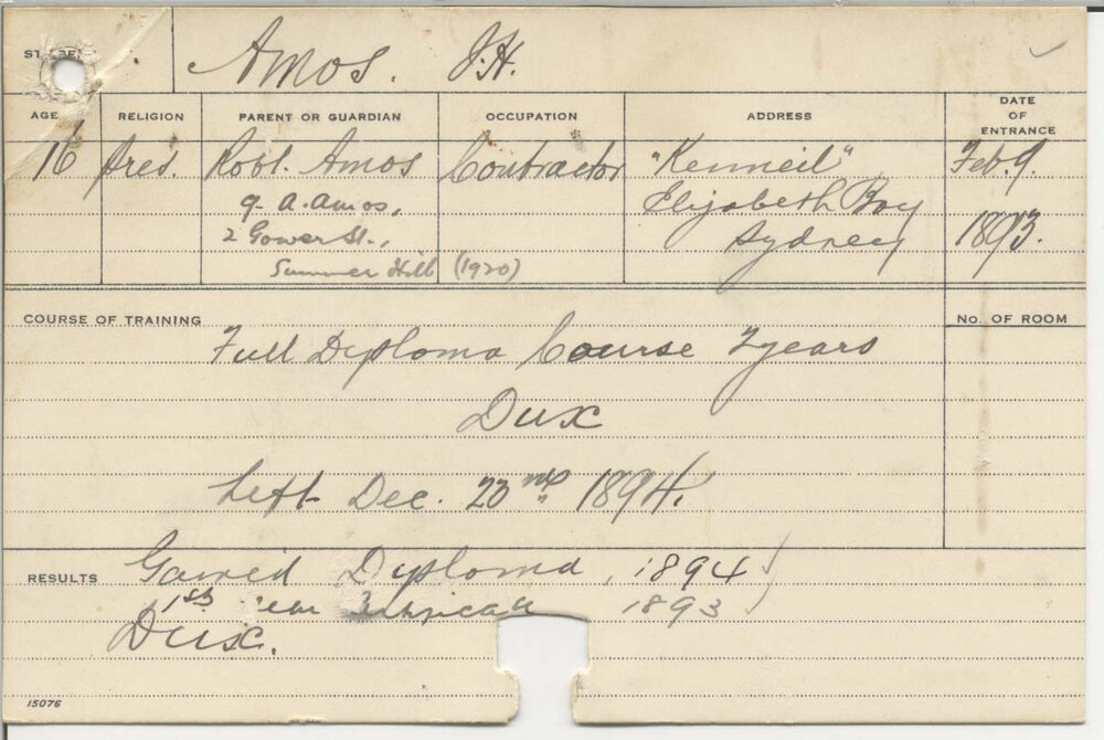 AMOS, Jack H (Hawkesbury Diploma of Agriculture (HDA) (Dux))