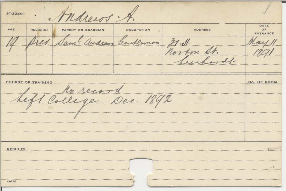 ANDREWS, A (Agriculture 1891)