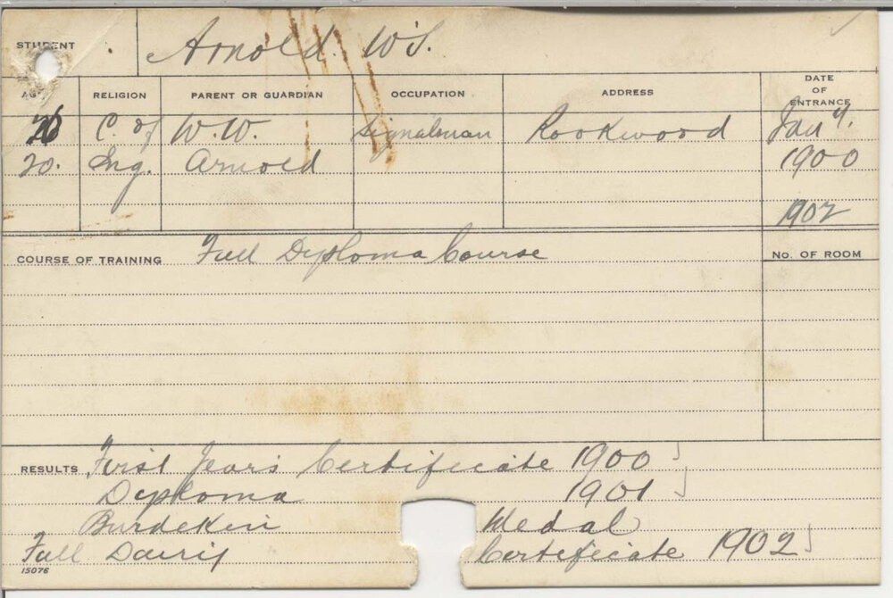 ARNOLD, W S (Hawkesbury Diploma of Agriculture (HDA))