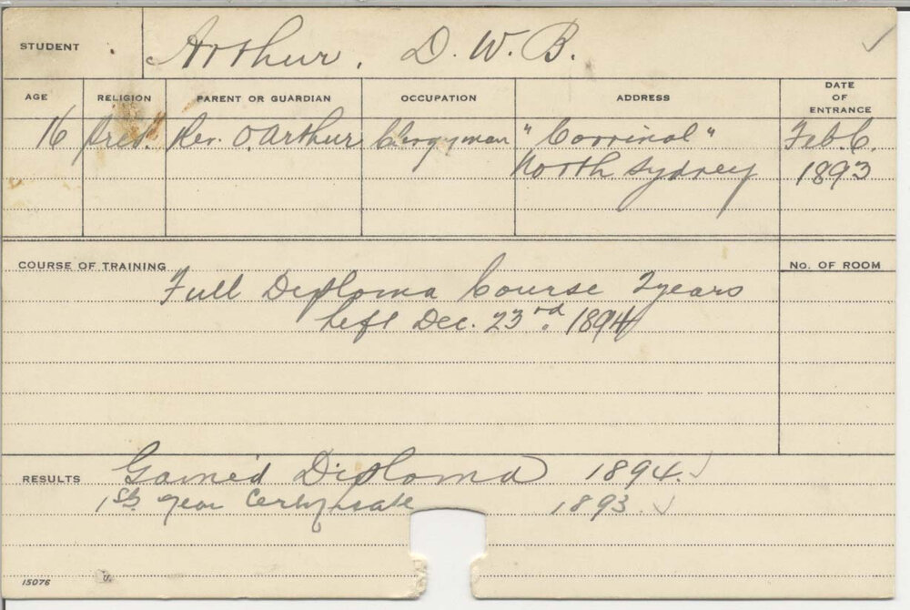 ARTHUR, D W B (Hawkesbury Diploma of Agriculture (HDA))