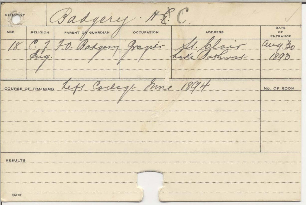 BADGERY, Horace C (Agriculture)