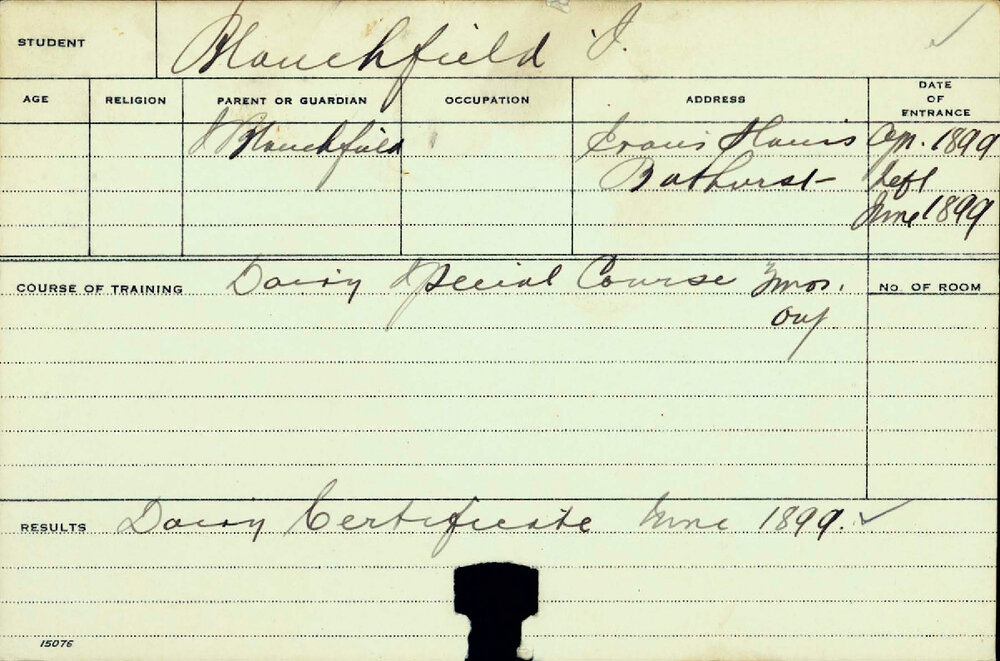 BLANCHFIELD, J (Special course - Dairy)