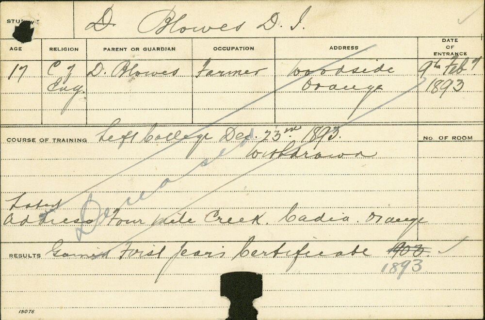 BLOWES, DL (Hawkesbury Diploma of Agriculture (HDA) (First Year Certificate))