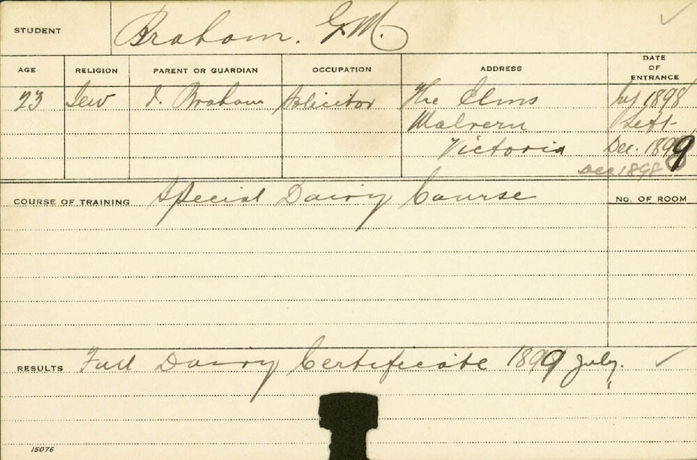 BRAHAM, GM (Certificate - Dairy)